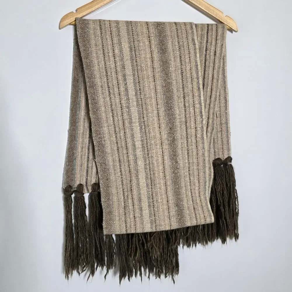 Super Long Wool striped yard fringed sweater scarf in great condition 76